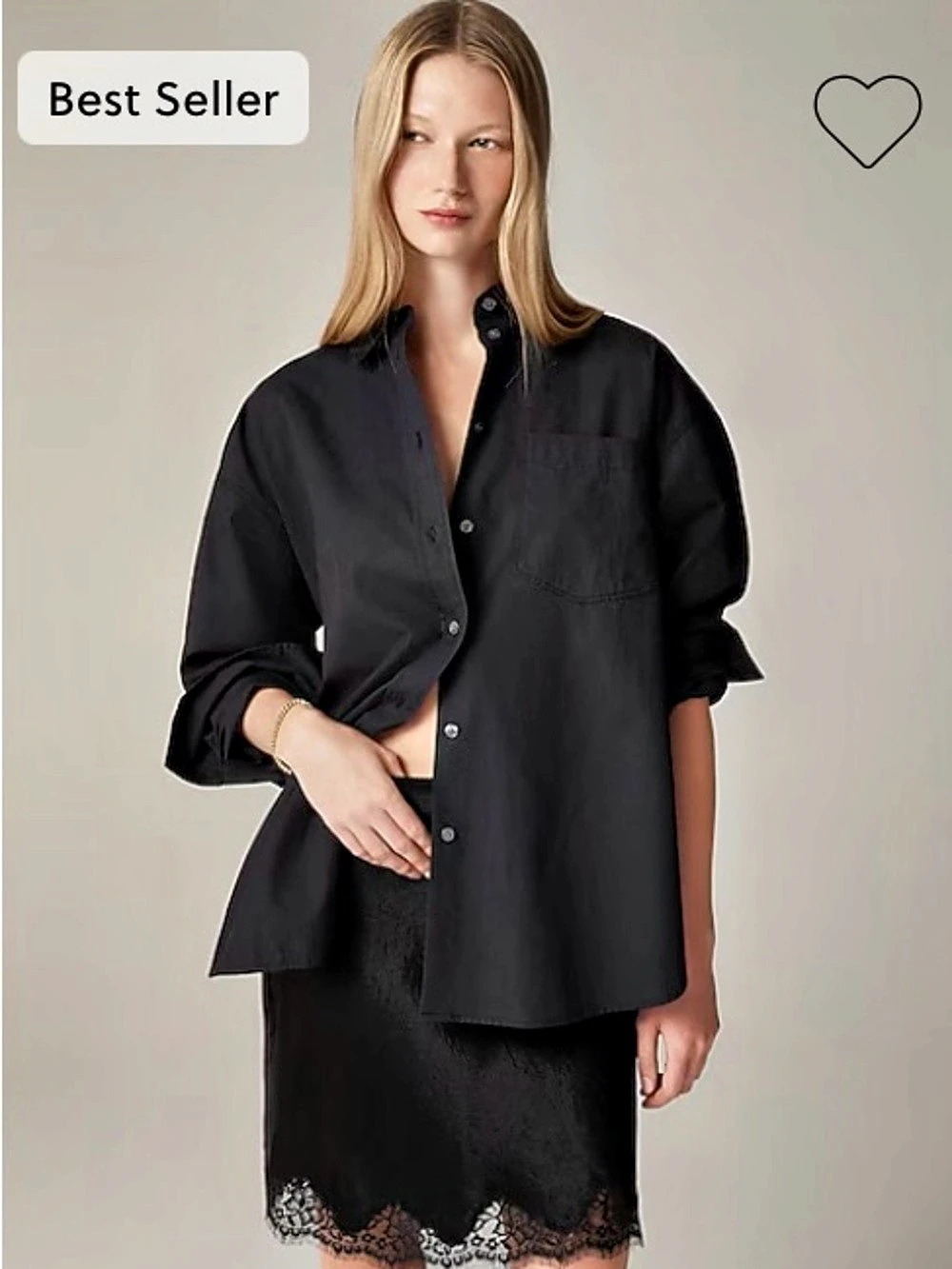J.Crew Étienne Oversized Oxford Shirt in Black Size Medium